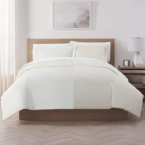 Vista 11 de Serta Juego de edredón reversible de 3 piezas con fundas de almohada para todas las estaciones, matrimonial/queen, éter