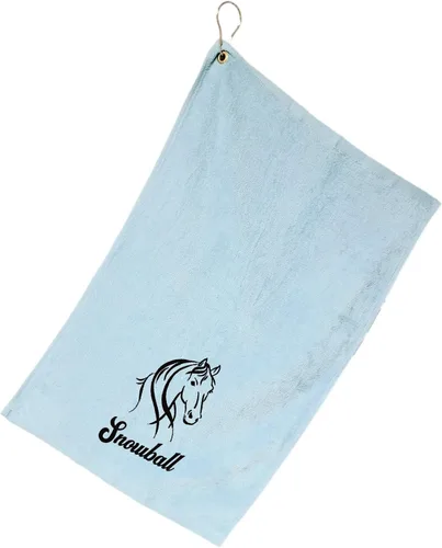 Vista 13 de SONA G DESIGNS Toalla de mano bordada de caballo de algodón con clip - se puede personalizar (Aqua)