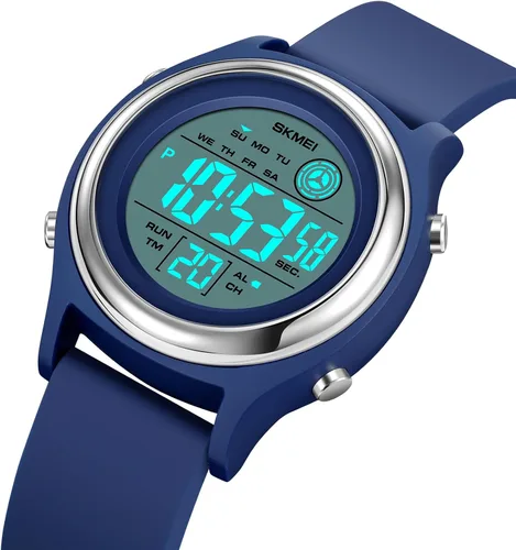 Vista 3 de Relojes digitales para mujer, pantalla LED, correa de silicona, reloj militar, multifunción, impermeable, alarma, cronómetro, retroiluminación LED