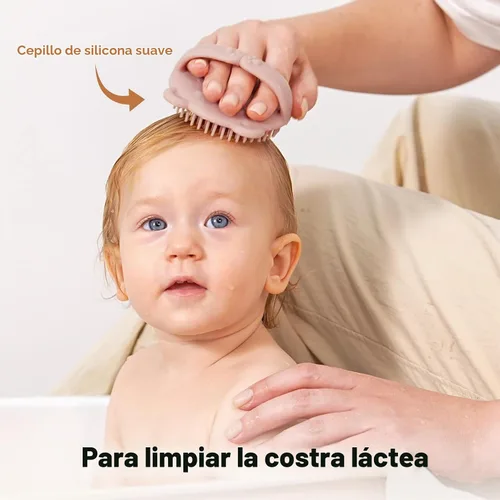 Vista 2 de Yoofoss Juego de 4 cepillos y peine para el pelo del bebé, cepillo de madera para el pelo del bebé con pelo de cabra ultra suave natural, juego