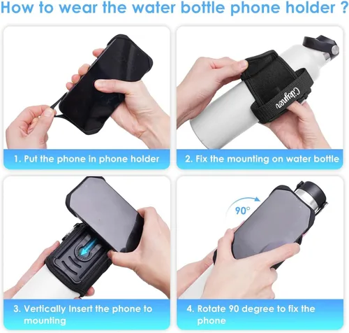 Vista 5 de Cikyner Correa para botella de agua, soporte para botella de agua para teléfono celular, giratorio de 360°, bolsa para botella de agua extraíble