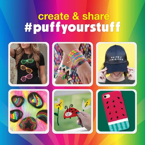 Vista 11 de Puffy Bulk Buy Paint - Juego de 30 pinturas 3D no tóxicas de alta calidad. Seguro para niños, ideal para proyectos escolares, permanente en tela
