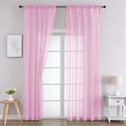 Vista 185 de 2 paneles de cortinas traslúcidas blancas para dormitorio, sala de estar, 96 pulgadas de largo, modernas, suaves, ligeras, con bolsillo para barra