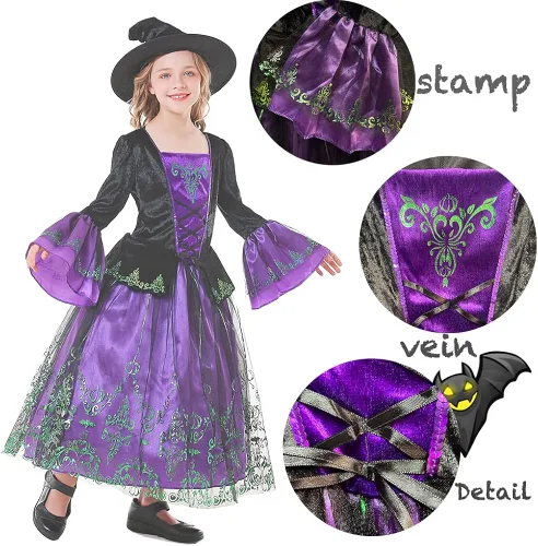 Vista 6 de JUST FOR PARTY Kids Witch Costume for Girls Halloween Costumes,Halloween Costumes Witch Costume for Girls