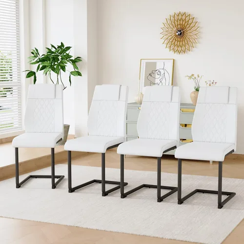 Vista 29 de gopop Juego de 4 sillas de comedor, modernas sillas de cocina y comedor con patas de metal galvanizado, sillas laterales tapizadas para comedor