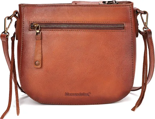 Vista 3 de Montana West Bolsos cruzados para mujer, tamaño mediano, de cuero auténtico, bolso de viaje, múltiples bolsillos con cremallera