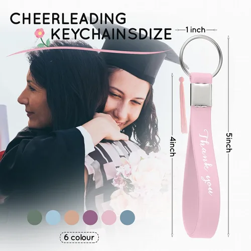 Vista 2 de Fumete 24 Pcs Thank You Keychains Bulk Silicone Appreciation Key Chains for Employee Teacher Back to School Gifts