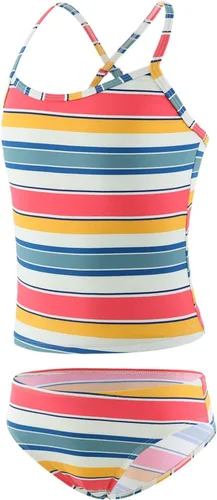 Vista 17 de Traje de baño tankini de dos piezas para niñas, traje de baño a rayas arcoíris Bandera estadounidense 40
