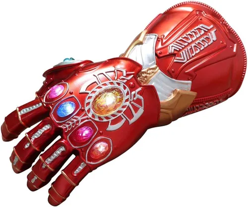 Vista 4 de Guantes de PVC con luces LED Thanos Infinity para el puño electrónico con baterías color dorado para adultos Cred Gloves Adultos talla única