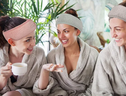 Vista 5 de Whaline Paquete de 4 diademas faciales de spa, bandas ajustables para el cabello, toalla suave para lavado facial, ducha, deportes, yoga
