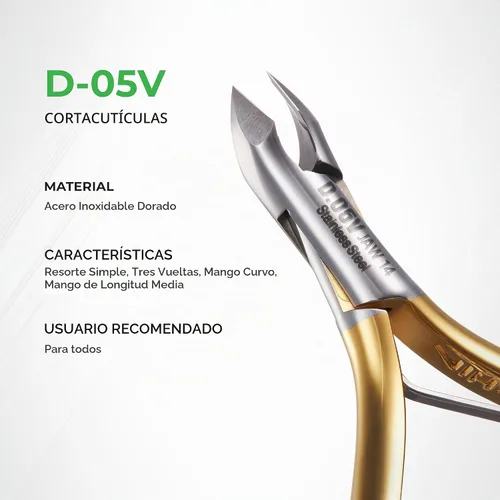 Vista 3 de NGHIA Pinza de cutícula premium D-05V Jaw 14 (acero inoxidable) - Herramientas profesionales para uñas