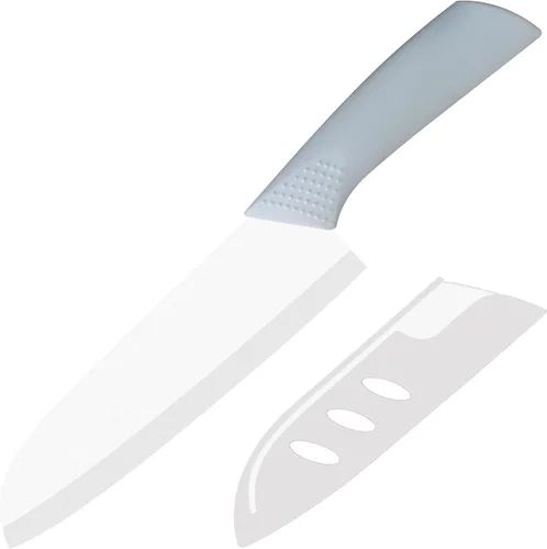 Vista 8 de Cuchillo de cerámica – Cuchillo Santoku de chef de 7 pulgadas – Cuchillo de cocina de cerámica afilado con cubierta de funda