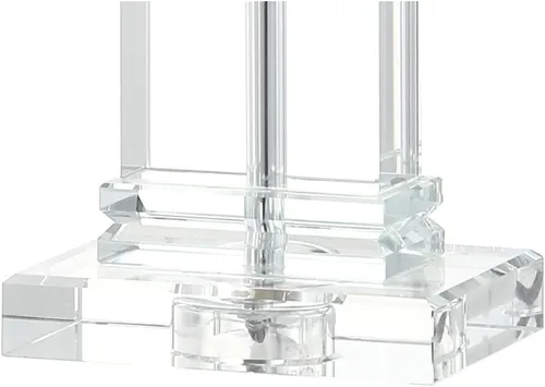 Vista 5 de JONATHAN Y Ophelia - Lámpara de mesa LED de cristal sólido transparente de 24.5 pulgadas, moderna lámpara rectangular con pantalla de lino blanco
