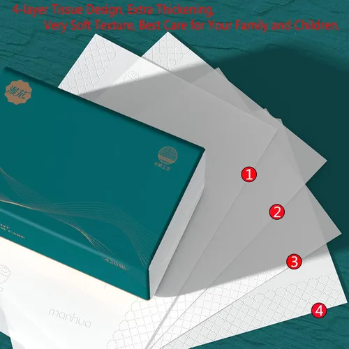 Vista 3 de Paquete de 6 pañuelos faciales suaves desechables, servilletas pequeñas, papel higiénico, funda de bolsa no caja, material de fibra de pulpa de 4
