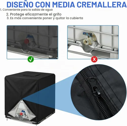 Vista 4 de NEVERLAND Media cremallera IBC Tote Cover Cubierta impermeable del tanque