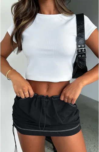 Vista 2 de Minifaldas cargo para mujer, Y2K, cintura baja, cordón lateral, falda corta de verano con bolsillos