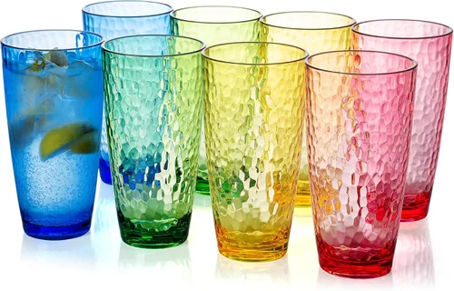Vista 12 de KOXIN-KARLU Hammered - Vasos de plástico de 26 onzas, juego de 6 vasos acrílicos transparentes