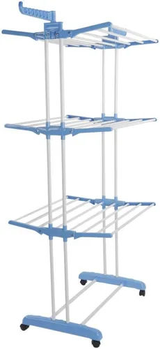 Vista 2 de SHG - Organizador de lavandería de aluminio de 3 niveles, estante de secado plegable, soporte para secadora de ropa