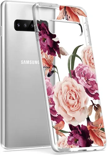 Vista 3 de Funda para Galaxy S10, delgada, a prueba de golpes, transparente, suave, flexible, TPU floral, funda protectora para Samsung Galaxy S 10 (2019)