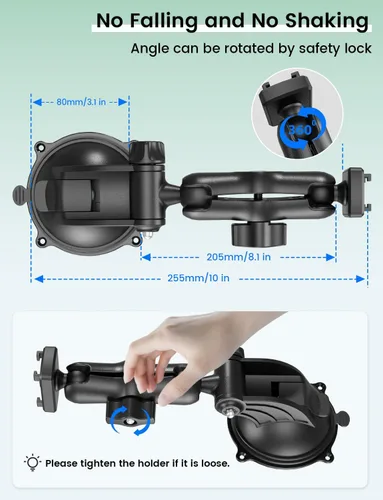 Vista 5 de OHLPRO Soporte para tablet para automóvil, soporte de iPad resistente para tablero y parabrisas, abrazadera de ventosa compatible con tabletas de 7