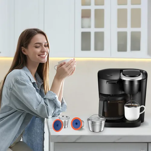 Vista 6 de Filtro de Café Reutilizable para Keurig K Duo, Cesta Reutilizable de Acero Inoxidable de 8-12 Tazas para K-Duo Essentials y Cafeteras K Duo, Paquete