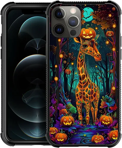 Vista 34 de ZHEGAILIAN Funda compatible con iPhone 12/12 Pro, funda de invasión de vaca alienígena OVNI, parte trasera de vidrio templado + funda protectora