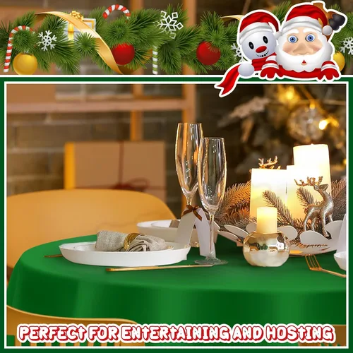 Vista 6 de Juexica 24 Piezas Manteles de Plástico Navideños de 84 Pulgadas Redondos Desechables Mantel de Plástico Impermeable Decorativo Cubierta de Mesa Rojo