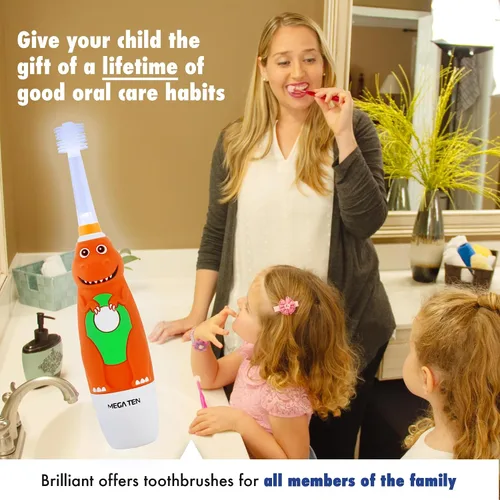Vista 6 de Brilliant Oral Care Kids Sonic - Cabezales de repuesto suaves para niños a partir de 5 años, naranja, paquete de 2
