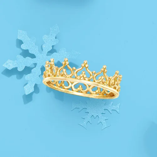 Vista 6 de Ross-Simons Anillo de corona real de oro amarillo de 14 quilates Talla 9 Oro no conocido