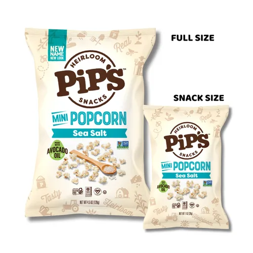 Vista 9 de Palomitas de Maíz Mini Tradicional de Pipcorn por Heirloom Pip's Snacks - Sal Marina, 1 oz 24 pz - Paquetes de Snack Saludables y Sin Gluten, Maíz