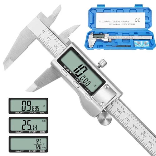 Vista 8 de Calibre digital, calibre Sangabery de 6 pulgadas con pantalla LCD extragrande, herramienta de medición de pinzas Vernier de plástico, regla