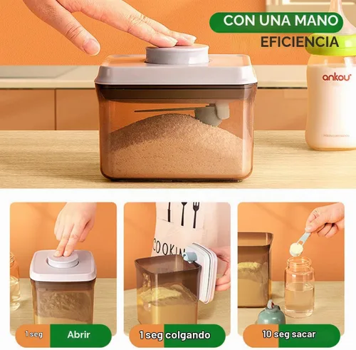 Vista 2 de Ankou Contenedor hermético para fórmula - 1000 ml/400 g Dispensador de fórmula con tapas, contenedores de almacenamiento de alimentos sin BPA 33.8