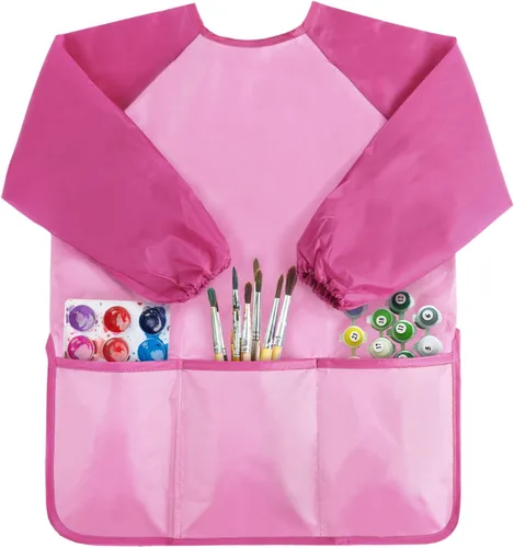 Vista 12 de Kopokita - Delantal impermeable para niños artistas, de manga larga, con 3 bolsillos, para niños pequeños y artistas