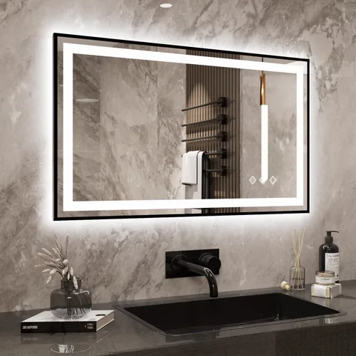 Vista 43 de Espejo LED para baño de 20 x 28 pulgadas con frente degradado y luz LED, espejo retroiluminado para baño, 3 colores, CRI > 90, espejo de baño