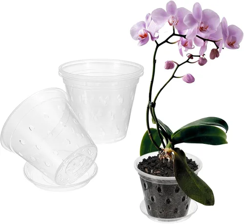 Vista 8 de METALLIXITY Macetas transparentes de orquídeas de 3 pulgadas con agujeros