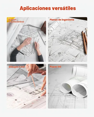 Vista 6 de VEVOR Papel de formato ancho, rollo de plotter de 24 pulgadas x 150 pies, 2 rollos de papel bond CAD con núcleo de 2 pulgadas, rollos de papel bond