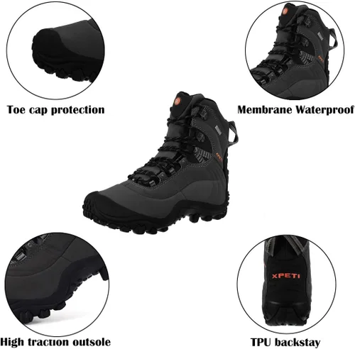 Vista 7 de XPETI Thermator - Botas de senderismo ligeras y antideslizantes para hombre, Nieve