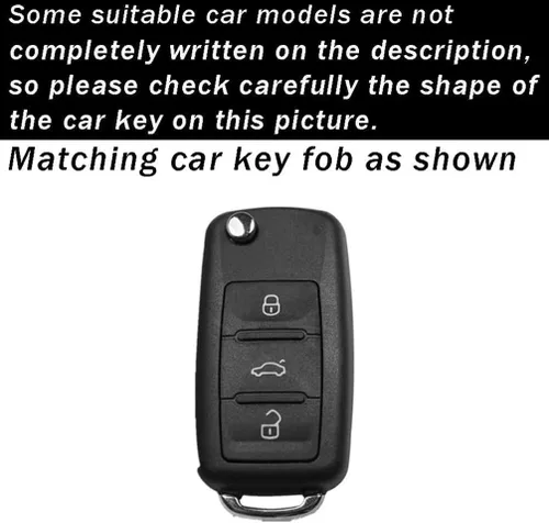 Vista 2 de ontto Funda para llavero de automóvil para Volkswagen Jetta Golf GTI Passat Polo Tiguan Atlas Touareg Beetle Flip Flip Llave plegable, soporte