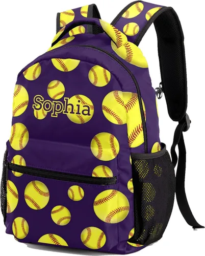 Vista 2 de Mochila personalizada de sóftbol personalizada Bolsa multifuncional impermeable con nombre de regalo, Diseño 1, Mochilas Daypack