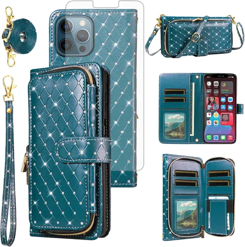 Vista 103 de Funda para teléfono iPhone 6 6S con cremallera y protector de pantalla con protector de pantalla, correa de cordón cruzado, ranura para iPhone 6 Six