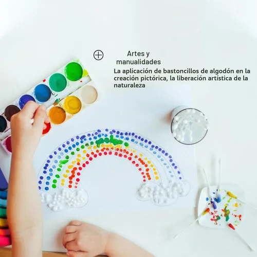 Vista 4 de Bastoncillos de algodón con varillas de papel 1000 unidades, hisopos dobles redondos para belleza y cuidado personal