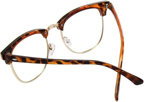 Vista 2 de Shiratori Nuevas gafas de lente transparentes sin borde de medio marco vintage de moda