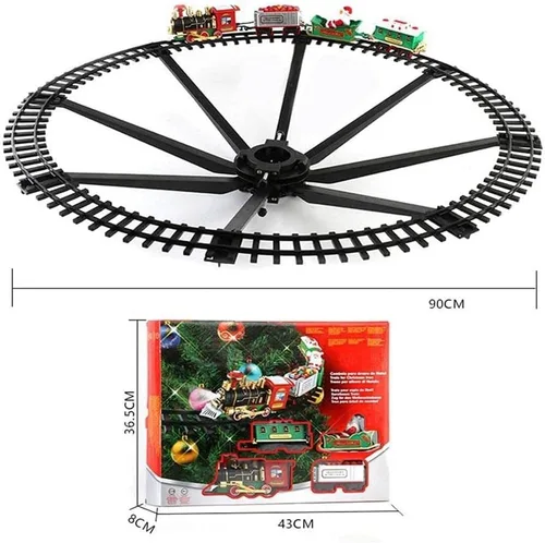 Vista 6 de Juego de tren de Navidad con pista de lujo y sonidos y luces brillantes, tren para niños para árbol de Navidad, juego de trenes eléctricos