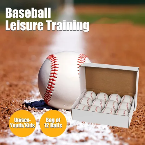Vista 5 de Pelotas de béisbol oficiales de tamaño para entrenamiento de práctica 12 pelotas en paquete, pelotas de béisbol en blanco para deportes