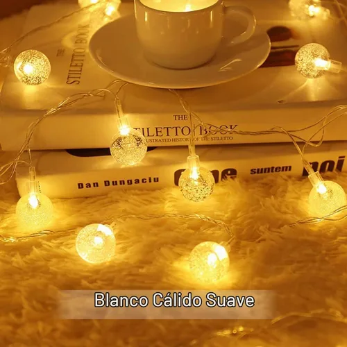 Vista 2 de Cadena de luces de globo a pilas, resistente al agua, 80 luces LED de 33 ft de 8 modos con control remoto, luces LED para interiores y exteriores