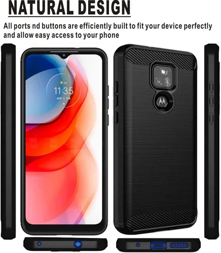 Vista 3 de Funda para Moto G Play 2021, funda para teléfono Motorola G Play 2021, resistente a los arañazos de fibra de carbono, absorción de golpes, suave