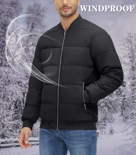 Vista 3 de MAGNIVIT Chaquetas de invierno para hombre, chaqueta bomber para hombre, chaqueta de otoño, chaqueta negra, chaqueta bomber chaquetas ligeras