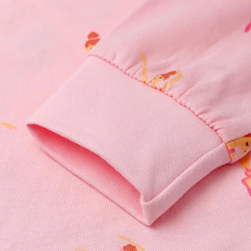 Vista 5 de Popshion Pijamas de sirena para niñas pequeñas, juego de 2 piezas, ropa de dormir 100% algodón, ropa para niños, pijamas estilo mariquita