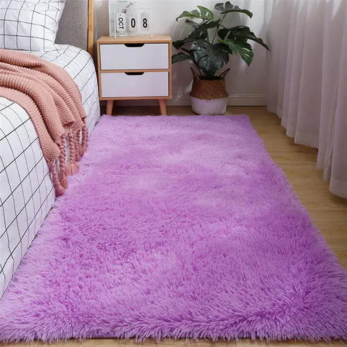 Vista 19 de GIBZ Alfombra rectangular de pelo largo de piel para interiores, antideslizante, suave, para dormitorio, sala de estar, lavable, color azul, 2
