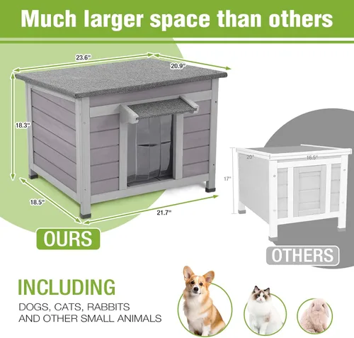 Vista 6 de GUTINNEEN Casa para gatos aislada para exteriores con triple capa - Refugio para gatos resistente a la intemperie con forro aislante, base elevada